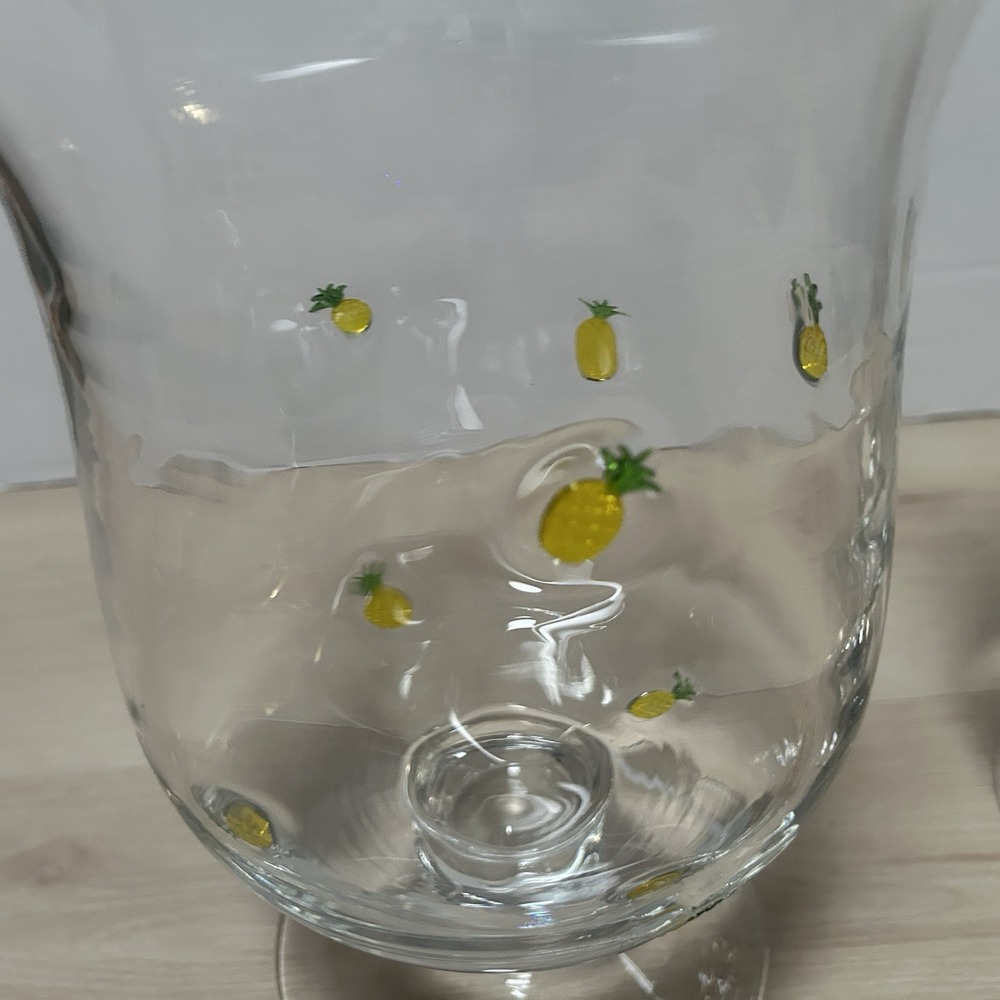 Anthropologie Penelope Hand Blown Glass Pineapple Icon Vase Hurricane Set Of 2 - Picture 5 of 7